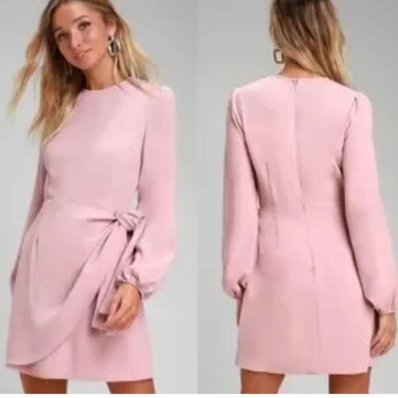 Lulus Believe it or knot rose pink tie front skater dress Small - Picture 1 of 4